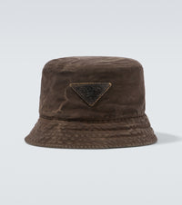 Prada Logo cotton bucket hat