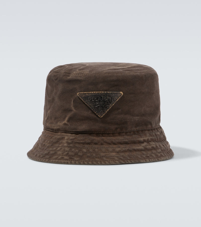 Prada Logo cotton bucket hat