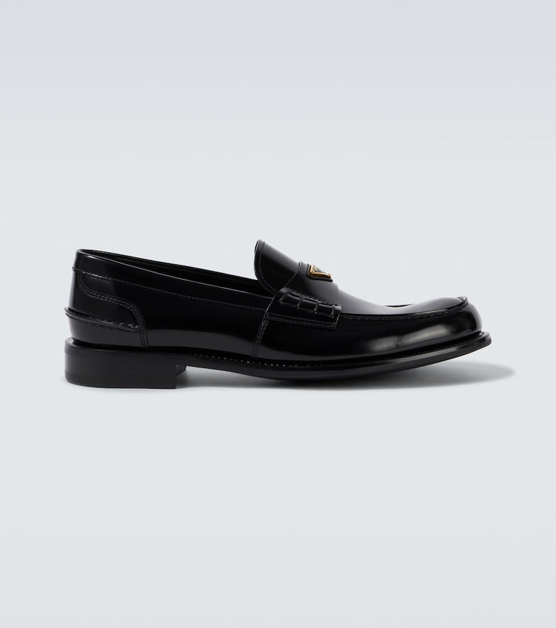 Prada Logo leather loafers