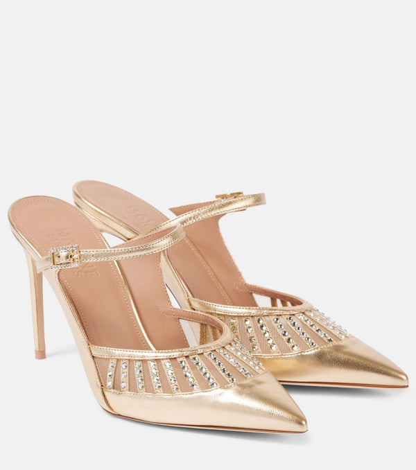 Malone Souliers Bardot 90 metallic leather mules