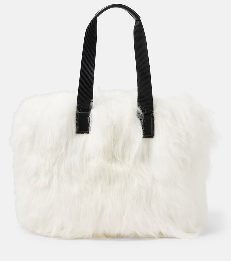 Moncler Grenoble Leather-trimmed shearling tote bag