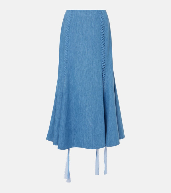 Gabriela Hearst Dion cotton and linen midi skirt