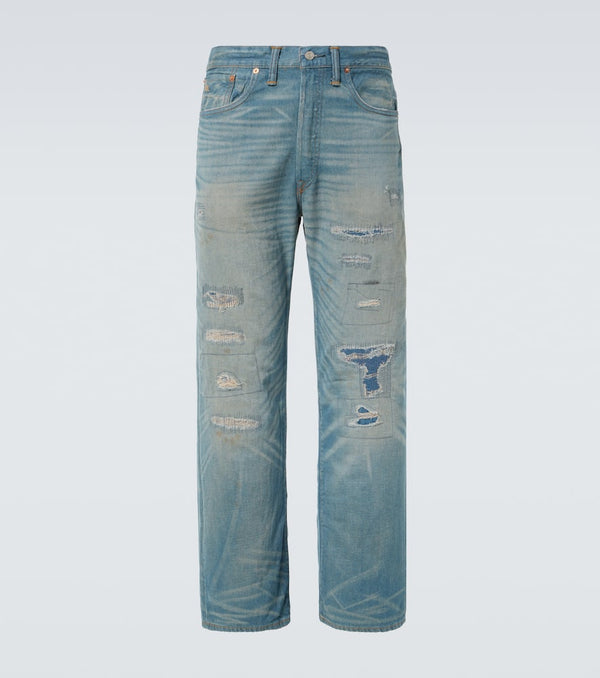 RRL Plainfield distressed straight jeans