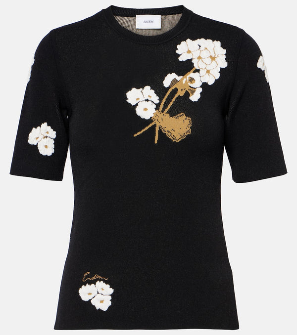 Erdem Knitted floral jacquard T-shirt