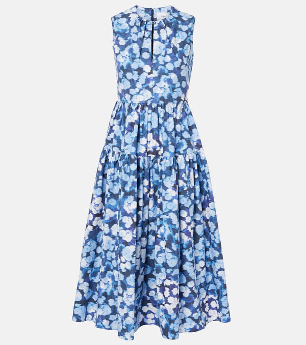 Erdem Floral-appliqué ruffled cotton cocktail dress