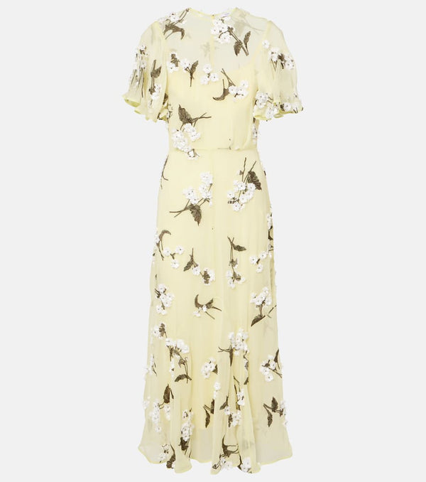 Erdem Floral embellished georgette midi dress