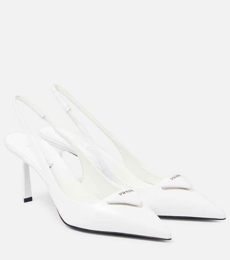 Prada Leather slingback pumps in Bianco