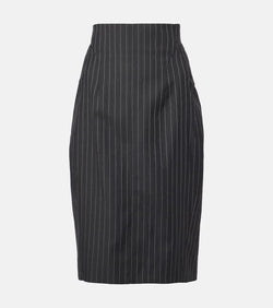 Mugler Pinstripe wool-blend midi skirt