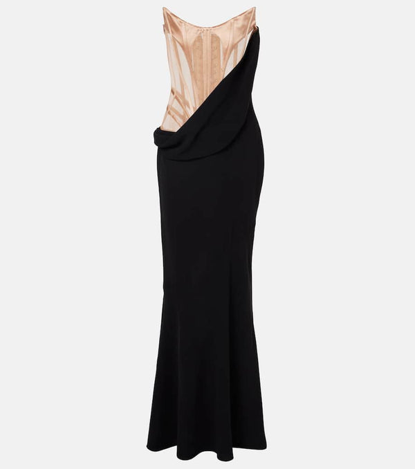 Mugler Velvet and mesh corset gown