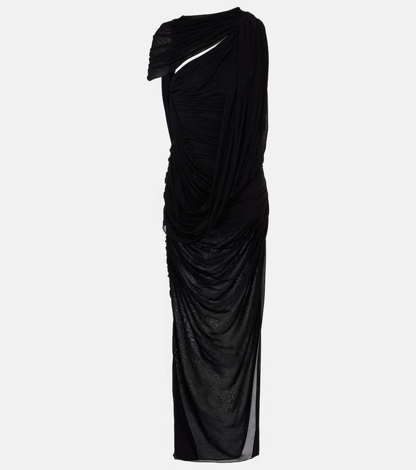 Mugler Draped open-back jersey maxi dress