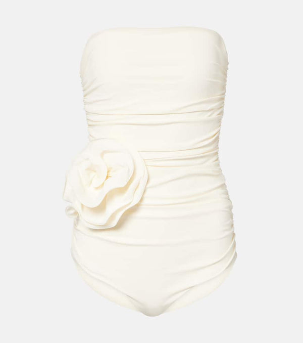 Magda Butrym Floral-applique ruched swimsuit