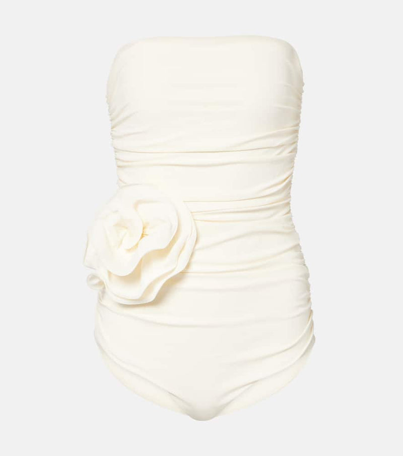 Magda Butrym Floral-applique ruched swimsuit