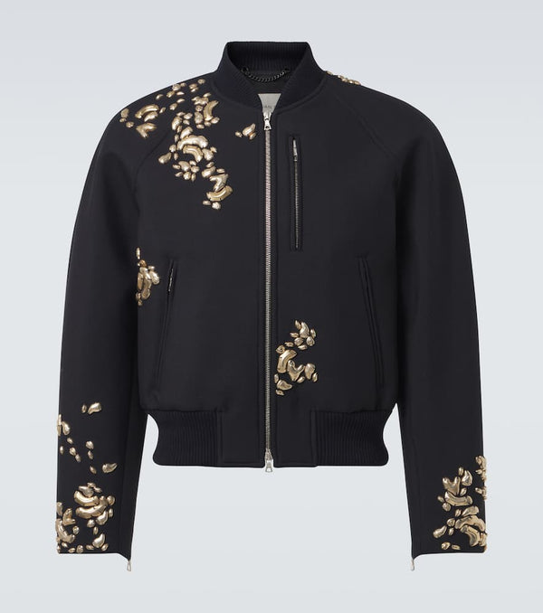 Dries Van Noten Embroidered wool-blend bomber jacket