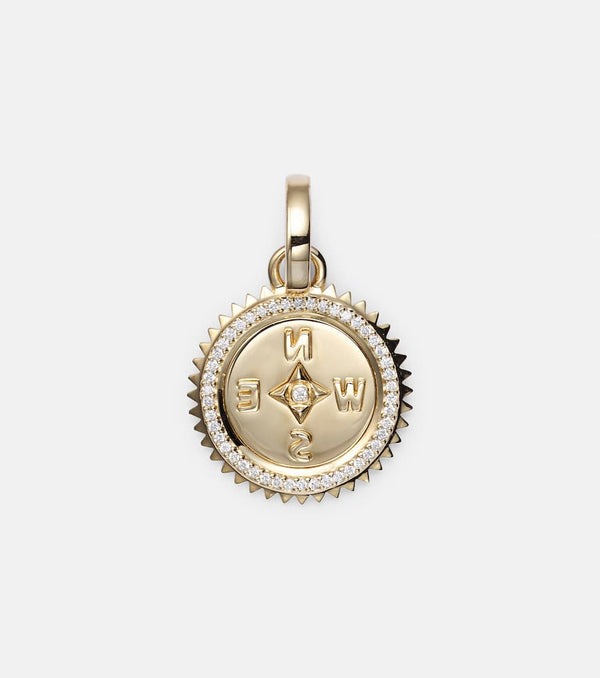 FoundRae Internal Compass 18kt gold pendant necklace with diamonds