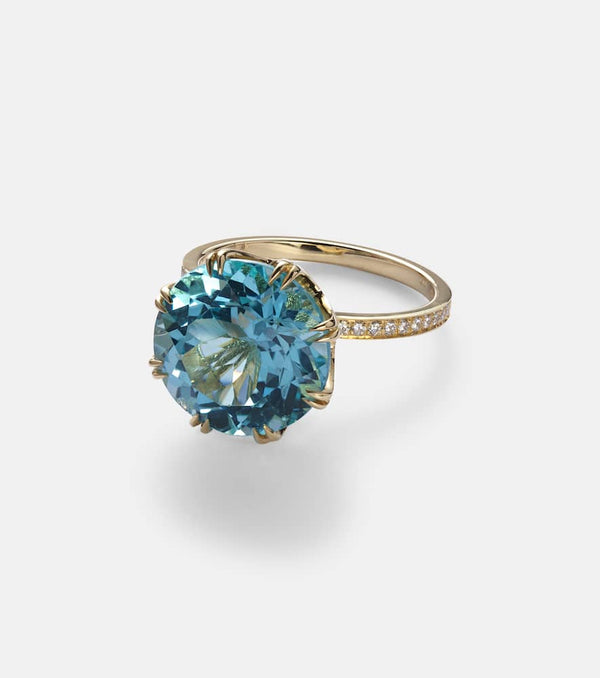 Ileana Makri Solitaire Crown 18kt gold ring with topaz and diamonds