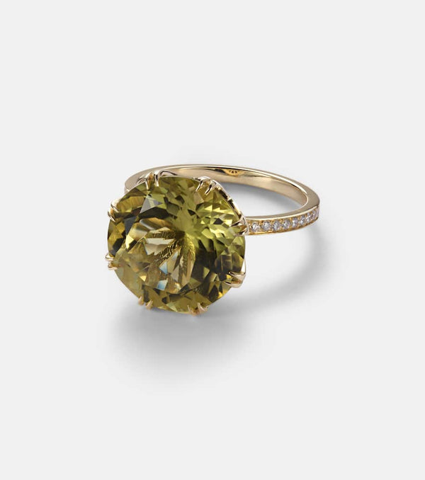 Ileana Makri 18kt gold ring with topaz and diamonds