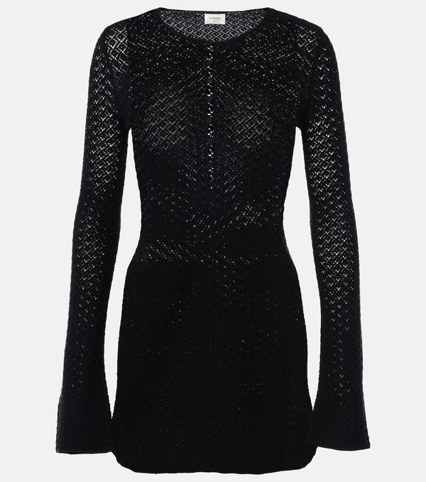 Saint Laurent Wool-blend crochet minidress