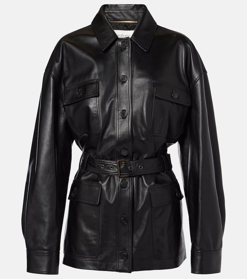 Saint Laurent Saharienne belted leather jacket