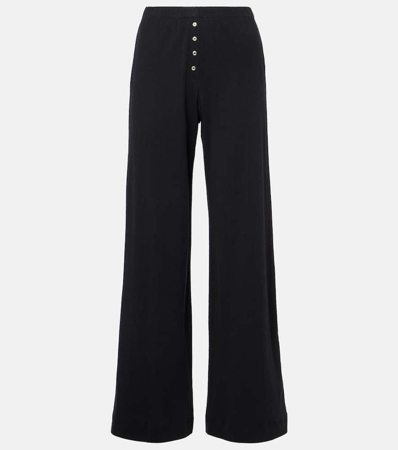 Leset Pointelle cotton jersey wide-leg pants