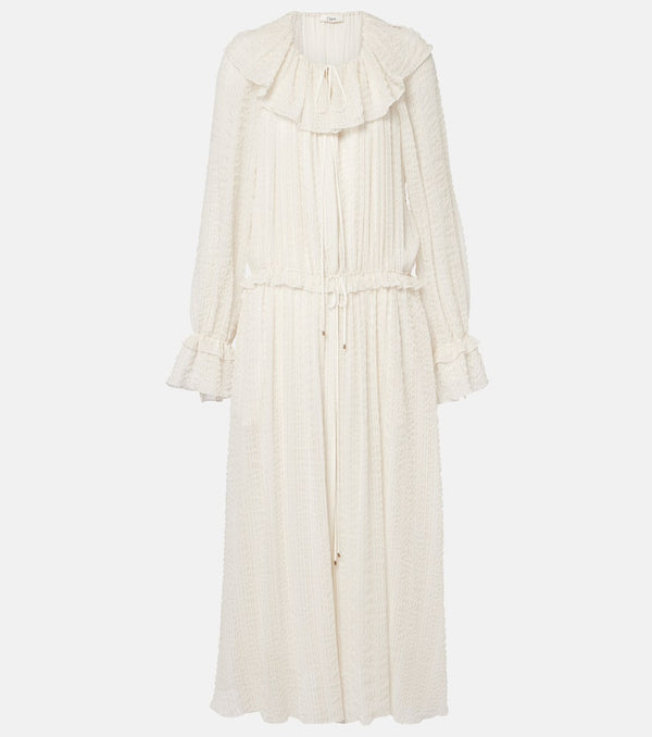 Chloé Ruffled silk-blend crêpe maxi dress