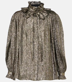 Chloé Ruffled lamé silk-blend blouse