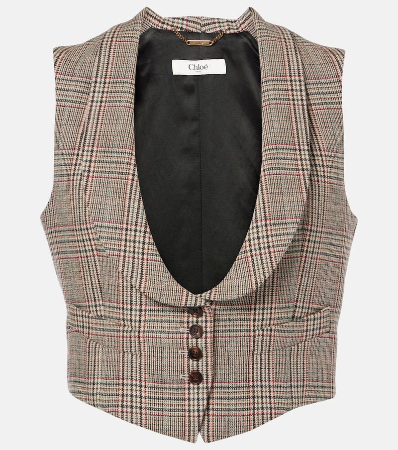 Chloé Prince of Wales wool-blend waistcoat