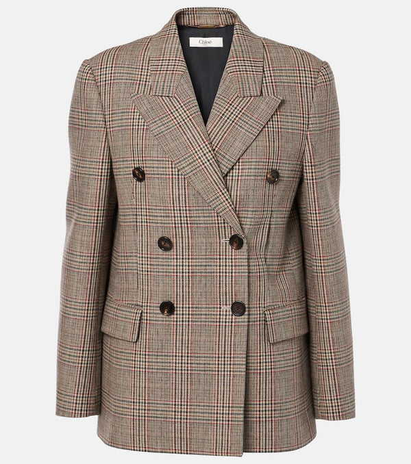 Chloé Prince of Wales check wool-blend blazer