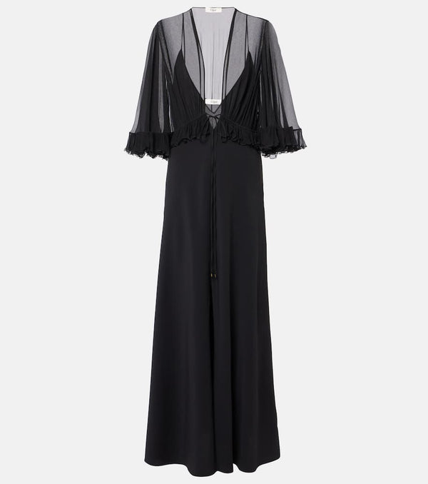 Chloé Ruffled silk-blend crêpe maxi dress