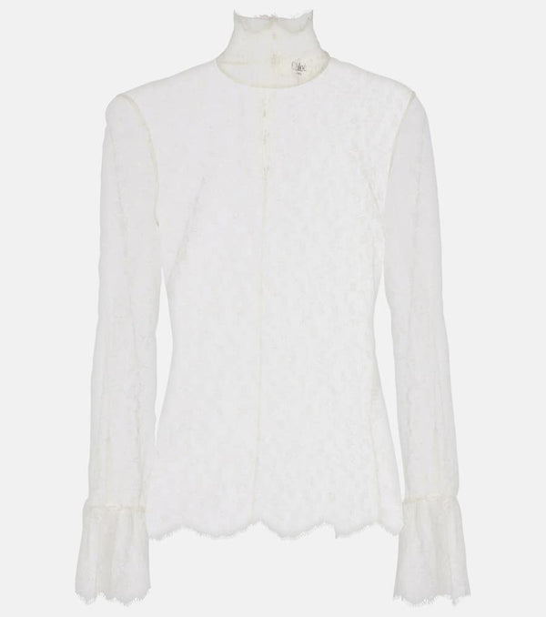 Chloé Sheer floral lace blouse