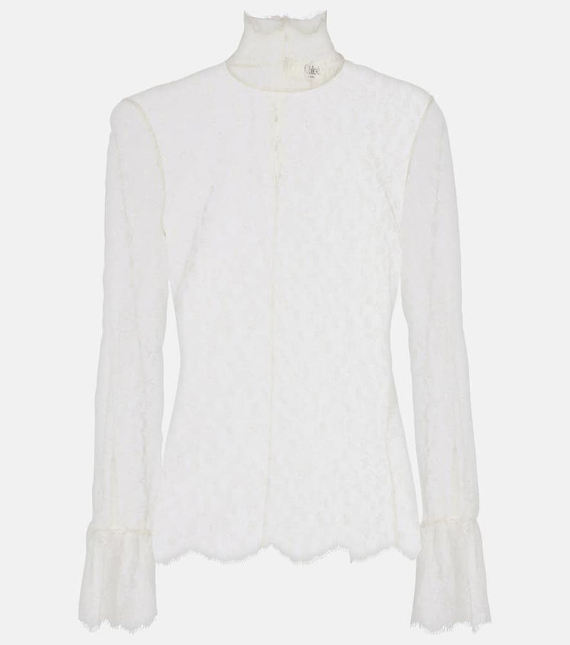 Chloé Sheer floral lace blouse