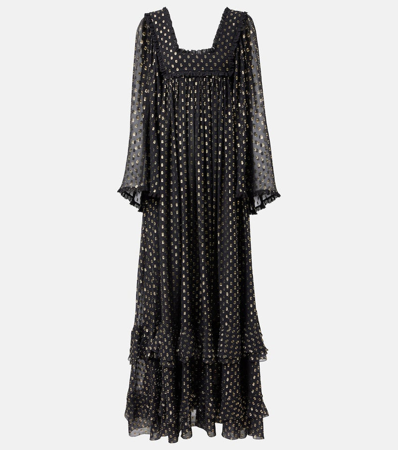 Chloé Polka-dot jacquard silk-blend lamé gown