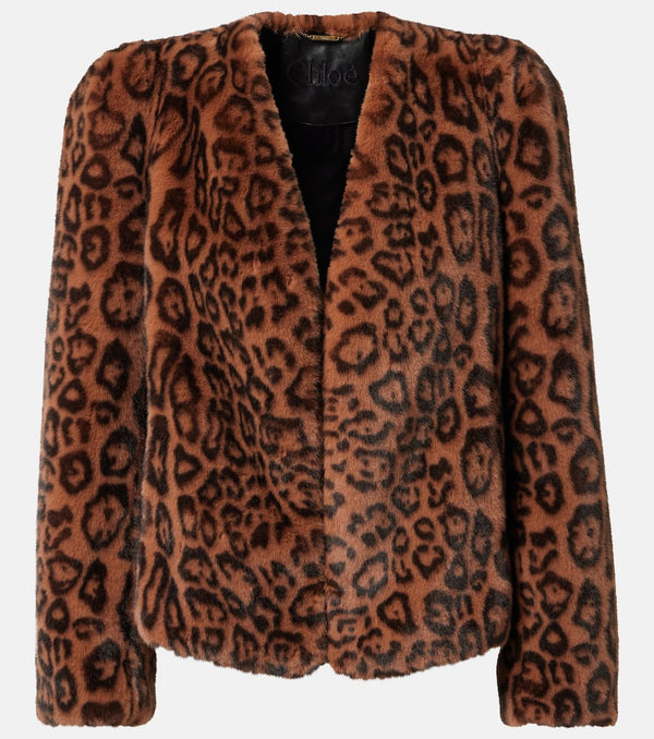 Chloé Leopard-print cropped faux fur jacket