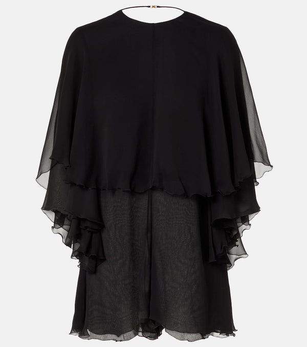 Saint Laurent Ruffled silk crêpe muslin playsuit