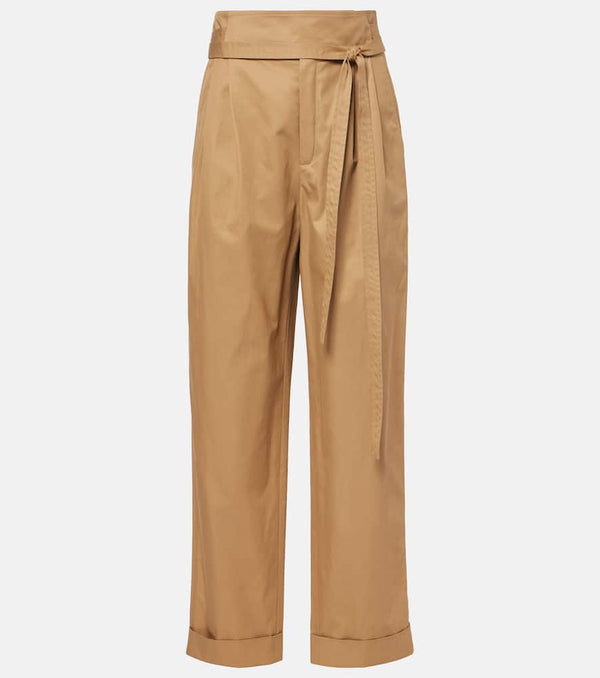 Saint Laurent Pleated cotton poplin straight pants