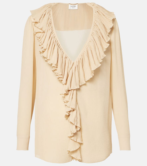 Saint Laurent Ruffled silk crepon blouse