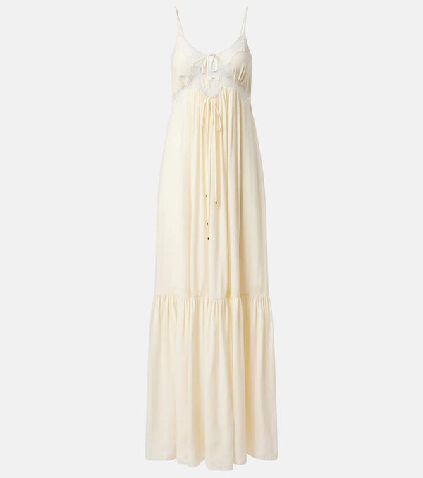 Chloé Lace-trimmed silk crêpe de chine maxi dress