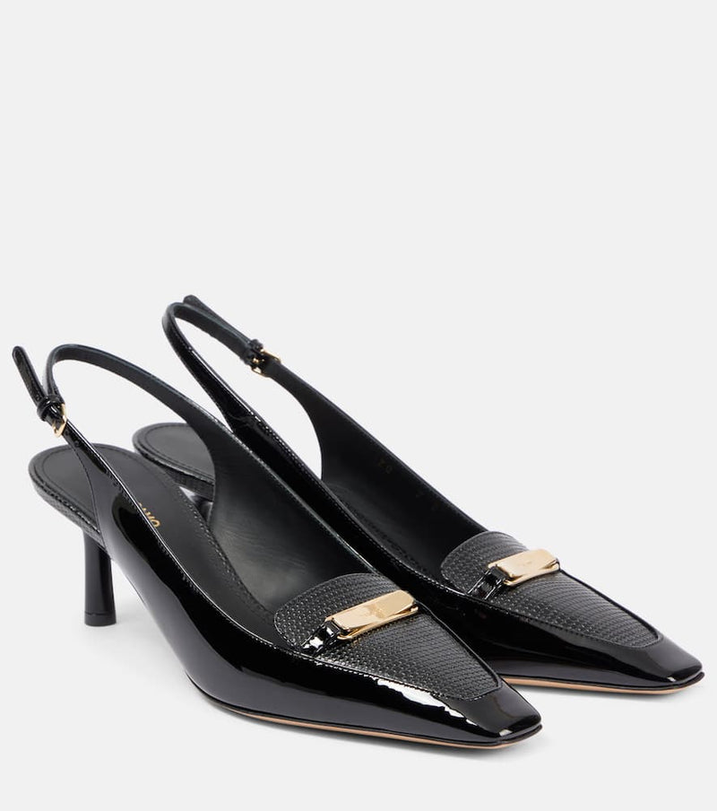 Ferragamo Patent leather slingback pumps