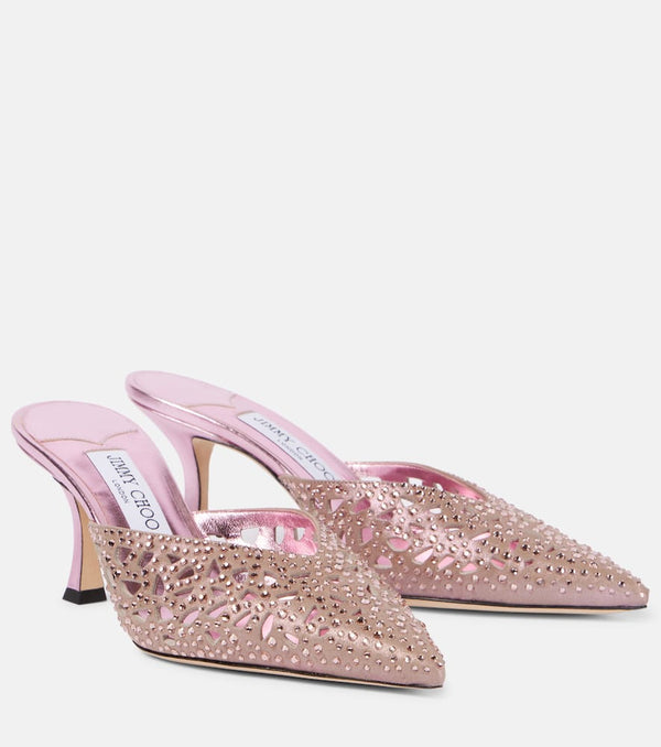 Jimmy Choo Solar 70 embellished laser-cut suede mules