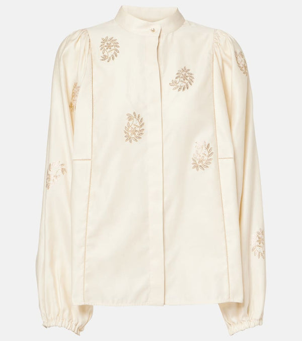 Max Mara Caladio embellished cotton satin blouse