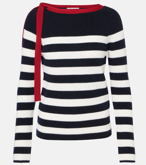 Max Mara Bow-detail striped virgin wool sweater