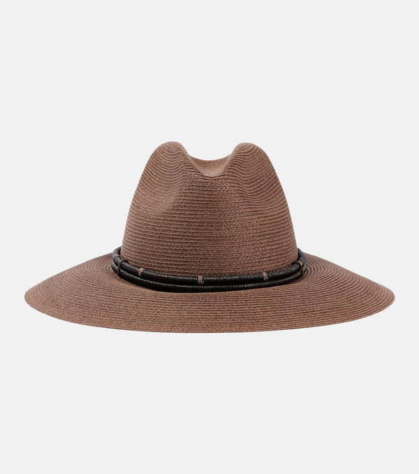 Brunello Cucinelli Monili leather-trimmed fedora