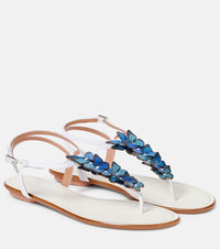 Aquazzura Papillon leather-trimmed canvas sandals