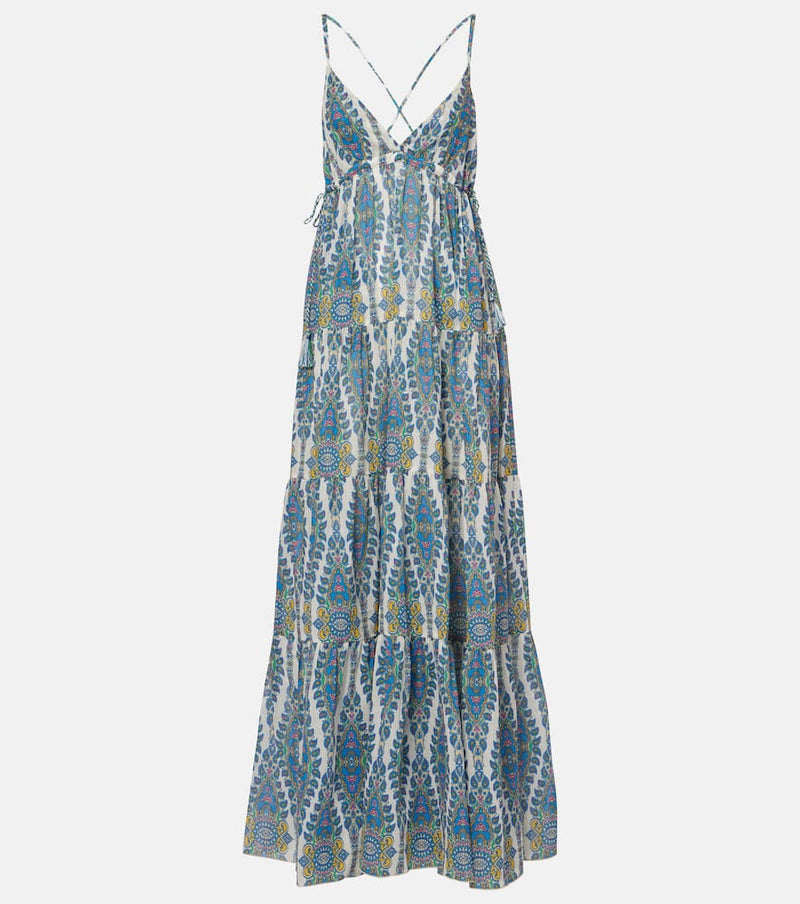 Etro Printed tiered cotton and silk maxi dress