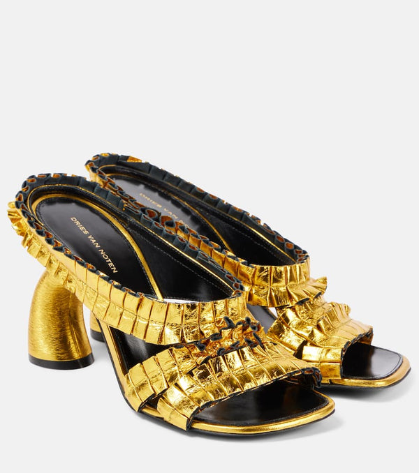 Dries Van Noten 95 Metallic leather sandals