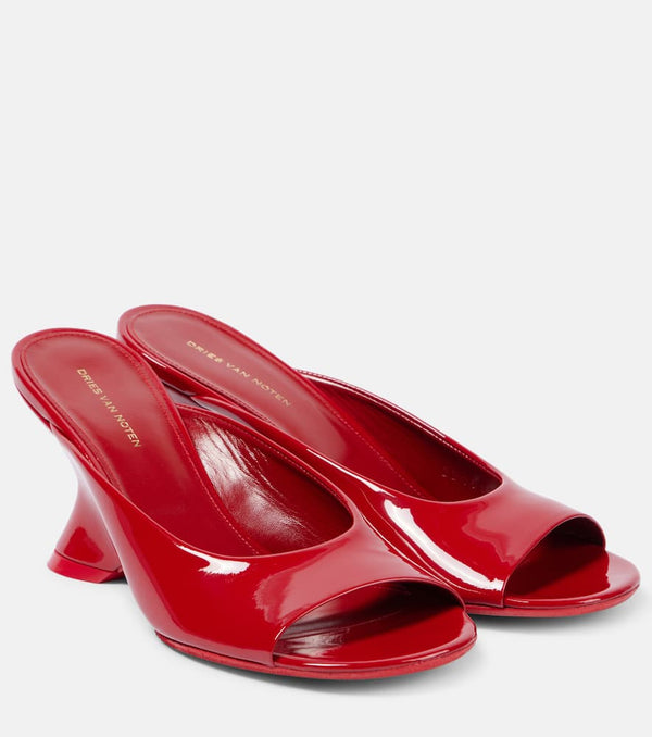 Dries Van Noten Patent leather wedge mules