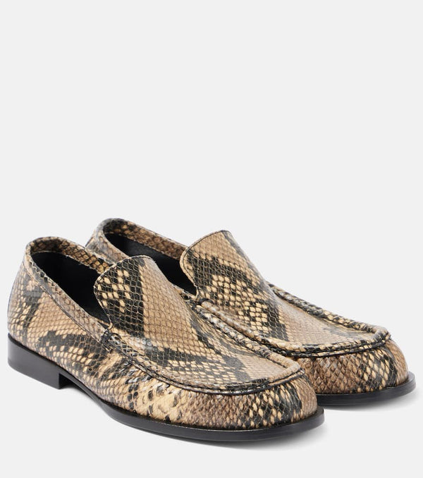 Dries Van Noten Snake-effect leather loafers