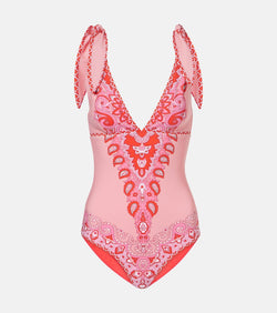 Etro Printed bow-detail swimsuit