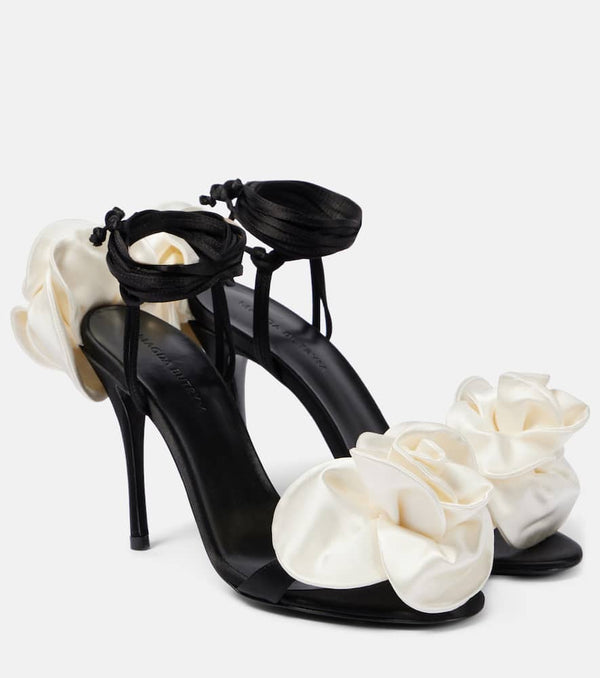 Magda Butrym 105 floral-appliqué satin sandals