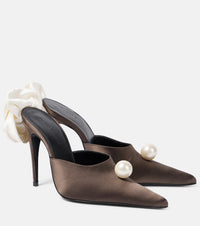 Magda Butrym Floral-applique satin mules