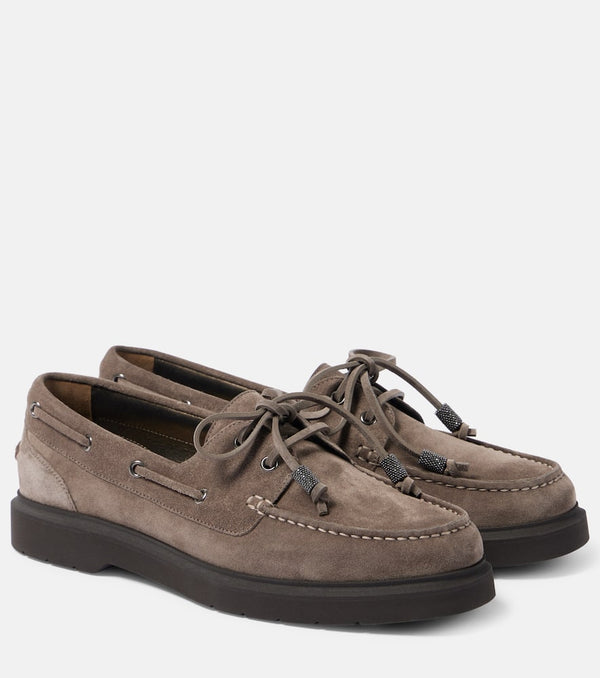 Brunello Cucinelli Sail Monili suede boat shoes